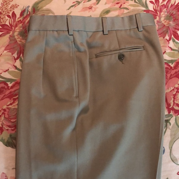 Vtg BROOKS BROTHERS 346 Trousers Size 36”W 28”L Tan Pleat 100% Wool Career $195 - Picture 2 of 16